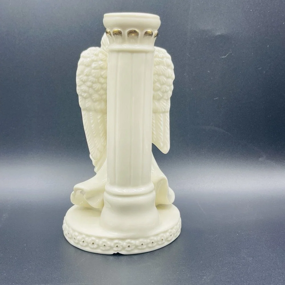 Mikasa Fine Porcelain Holiday Elegance Angel Candle Holders Gold Trim (Set of 2)